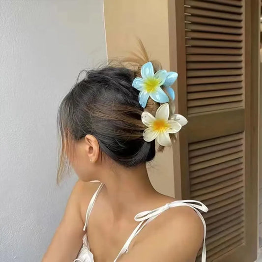 Bohemian Plumeria Flower Hair Claw