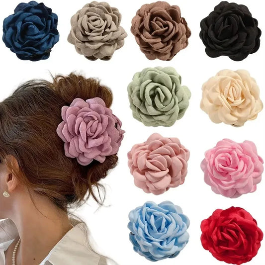 Rose Flower Cotton Hair Claw