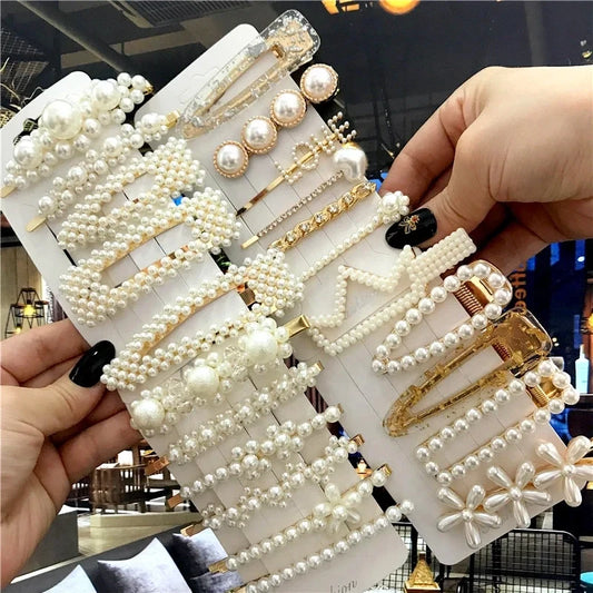 Handmade Pearl Geometric Hair Clips