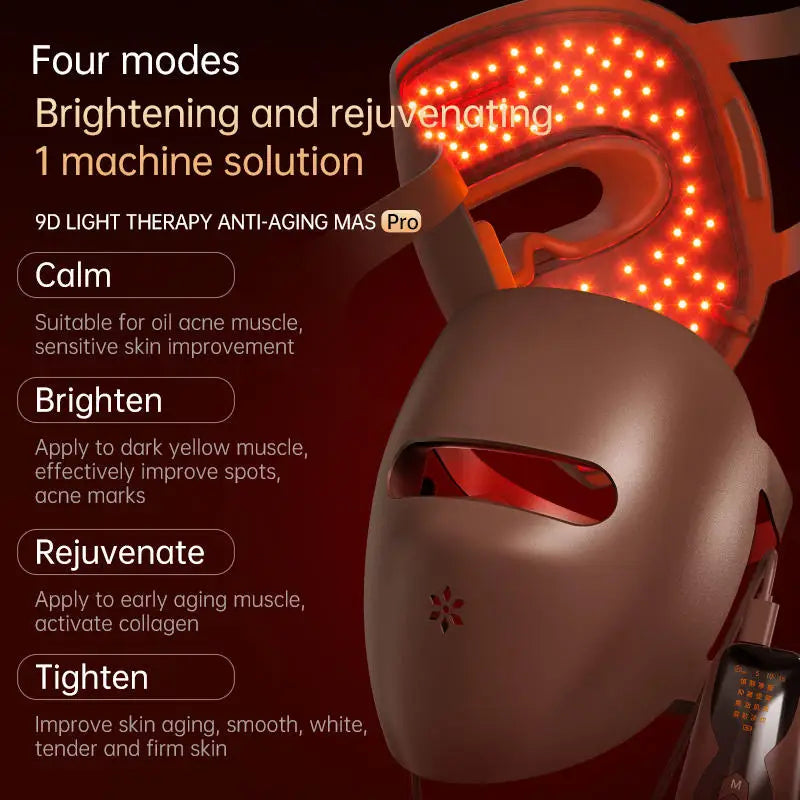Caia™ Red Light Therapy LED Facial Mask Silicone Red Light Photon Skin Rejuvenation Wrinkle Removal Anti Acne Shrink Pores