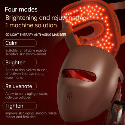Caia™ Red Light Therapy LED Facial Mask Silicone Red Light Photon Skin Rejuvenation Wrinkle Removal Anti Acne Shrink Pores